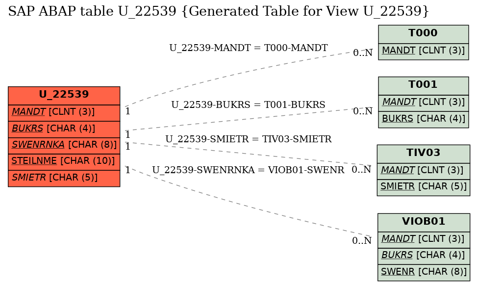 E-R Diagram for table U_22539 (Generated Table for View U_22539)