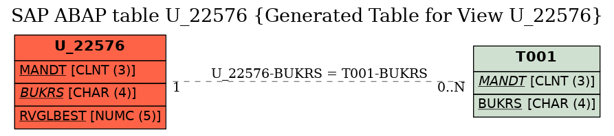 E-R Diagram for table U_22576 (Generated Table for View U_22576)