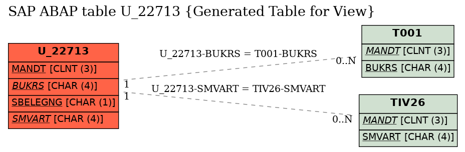 E-R Diagram for table U_22713 (Generated Table for View)