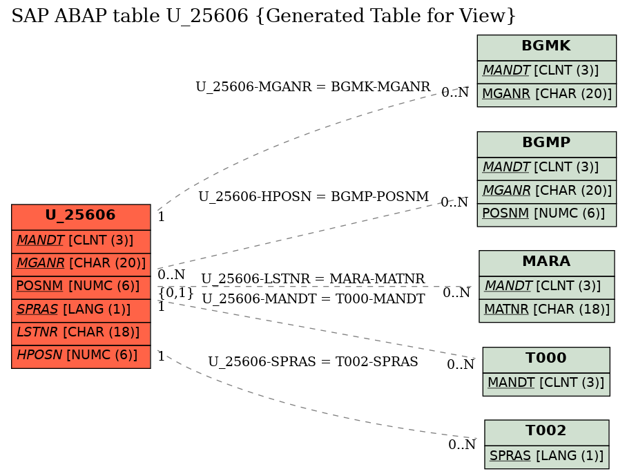 E-R Diagram for table U_25606 (Generated Table for View)