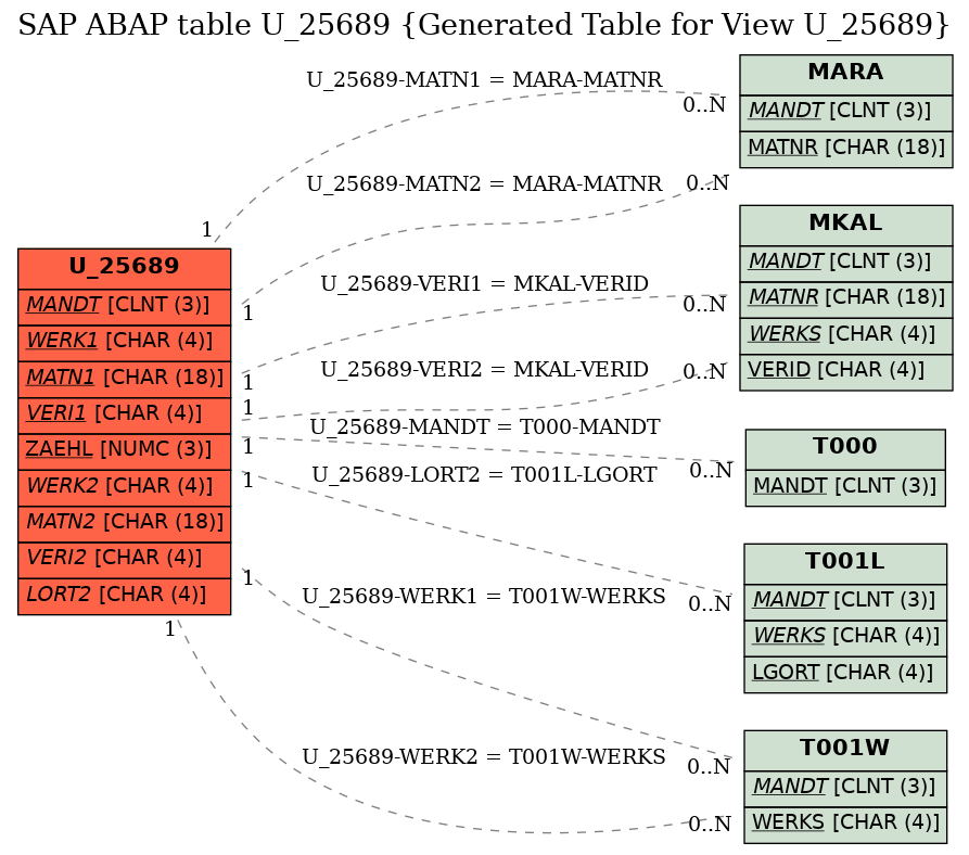 E-R Diagram for table U_25689 (Generated Table for View U_25689)