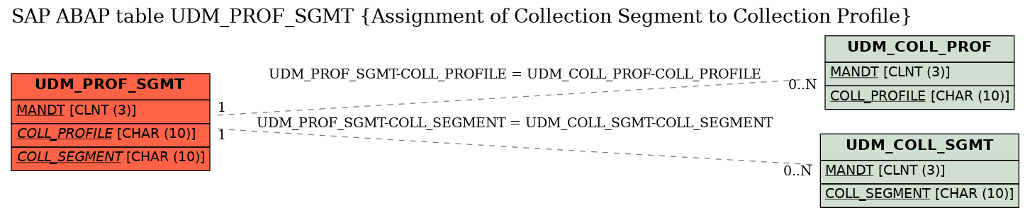 E-R Diagram for table UDM_PROF_SGMT (Assignment of Collection Segment to Collection Profile)