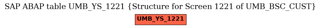 E-R Diagram for table UMB_YS_1221 (Structure for Screen 1221 of UMB_BSC_CUST)