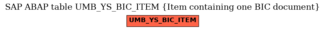 E-R Diagram for table UMB_YS_BIC_ITEM (Item containing one BIC document)