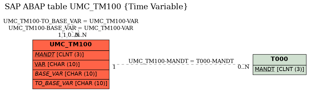 E-R Diagram for table UMC_TM100 (Time Variable)