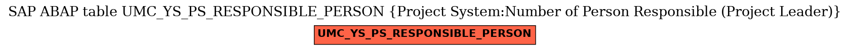 E-R Diagram for table UMC_YS_PS_RESPONSIBLE_PERSON (Project System:Number of Person Responsible (Project Leader))