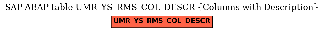 E-R Diagram for table UMR_YS_RMS_COL_DESCR (Columns with Description)