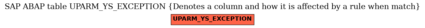 E-R Diagram for table UPARM_YS_EXCEPTION (Denotes a column and how it is affected by a rule when match)