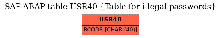 E-R Diagram for table USR40 (Table for illegal passwords)
