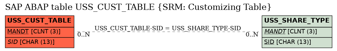 E-R Diagram for table USS_CUST_TABLE (SRM: Customizing Table)