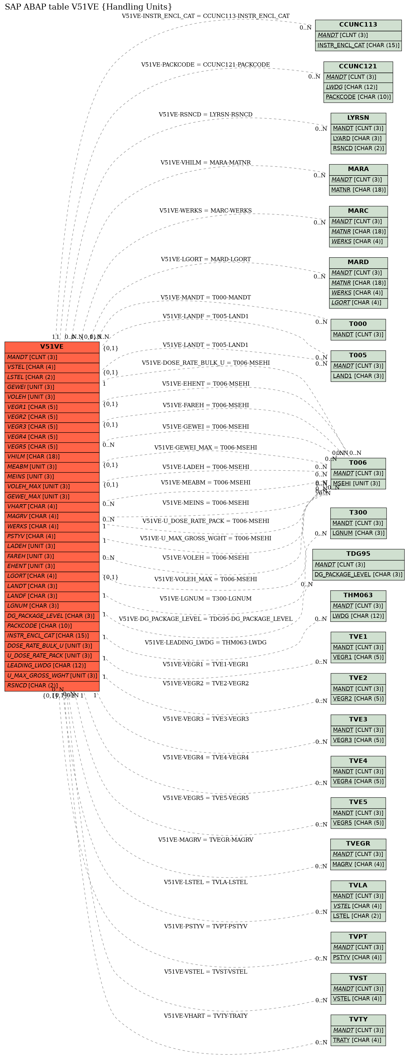 E-R Diagram for table V51VE (Handling Units)