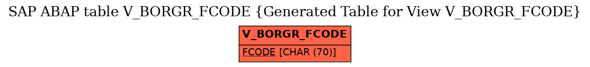 E-R Diagram for table V_BORGR_FCODE (Generated Table for View V_BORGR_FCODE)