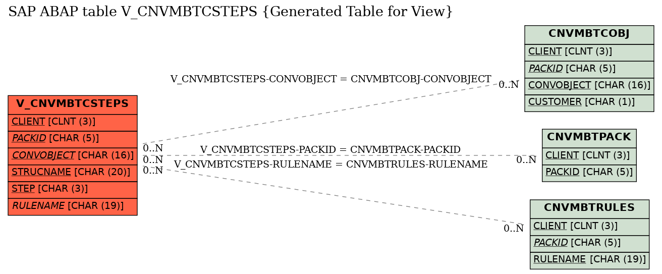 E-R Diagram for table V_CNVMBTCSTEPS (Generated Table for View)