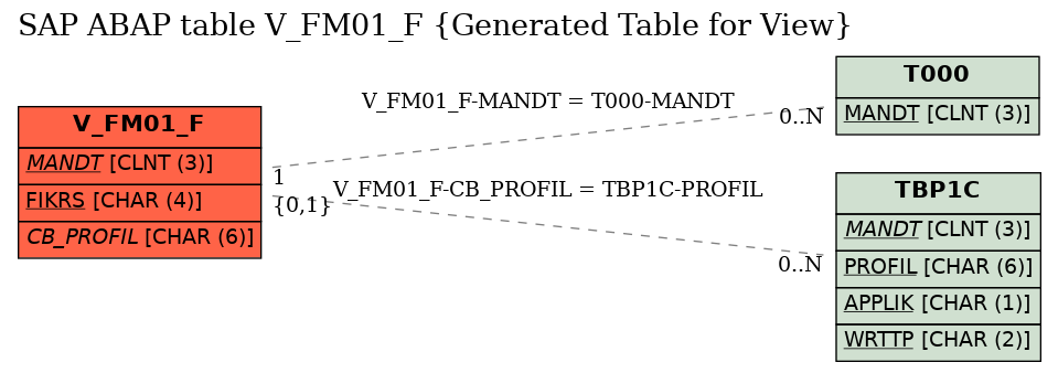 E-R Diagram for table V_FM01_F (Generated Table for View)