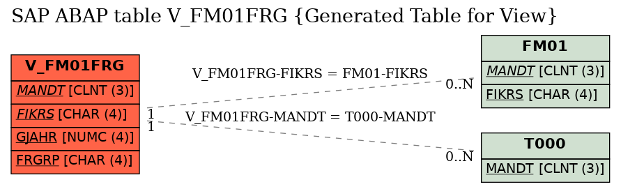 E-R Diagram for table V_FM01FRG (Generated Table for View)