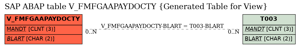 E-R Diagram for table V_FMFGAAPAYDOCTY (Generated Table for View)