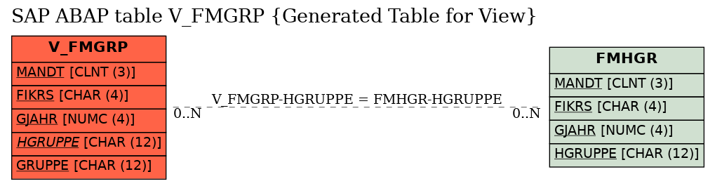 E-R Diagram for table V_FMGRP (Generated Table for View)