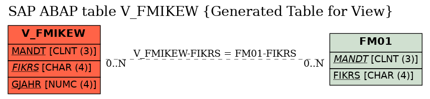 E-R Diagram for table V_FMIKEW (Generated Table for View)