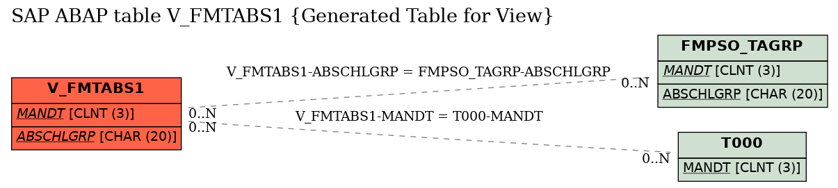 E-R Diagram for table V_FMTABS1 (Generated Table for View)
