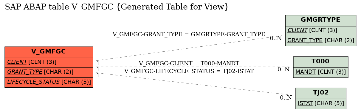 E-R Diagram for table V_GMFGC (Generated Table for View)