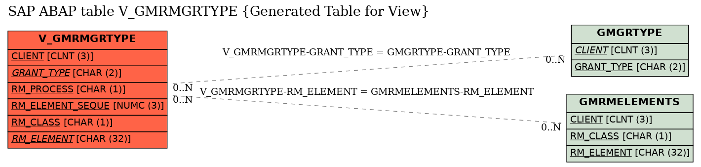 E-R Diagram for table V_GMRMGRTYPE (Generated Table for View)