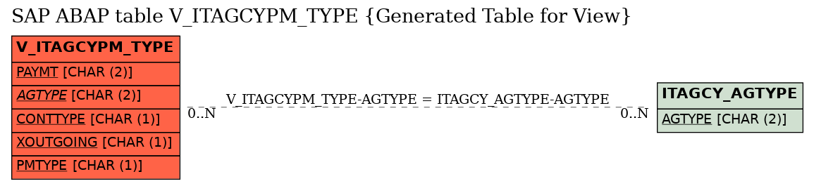 E-R Diagram for table V_ITAGCYPM_TYPE (Generated Table for View)