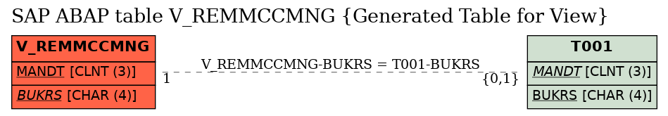 E-R Diagram for table V_REMMCCMNG (Generated Table for View)
