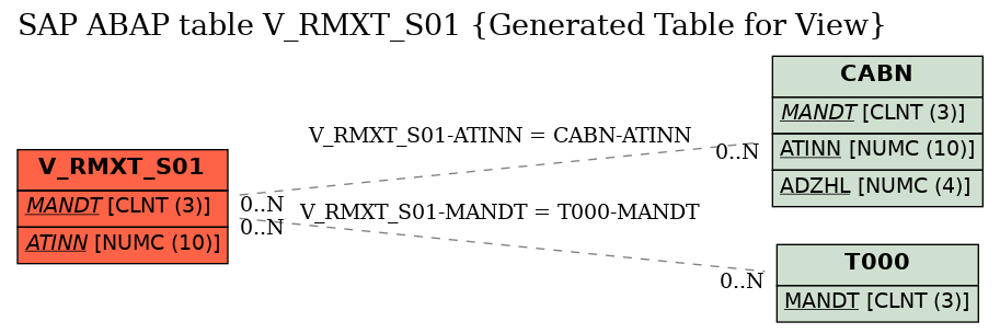 E-R Diagram for table V_RMXT_S01 (Generated Table for View)