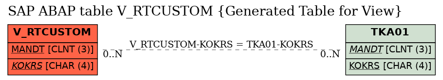 E-R Diagram for table V_RTCUSTOM (Generated Table for View)