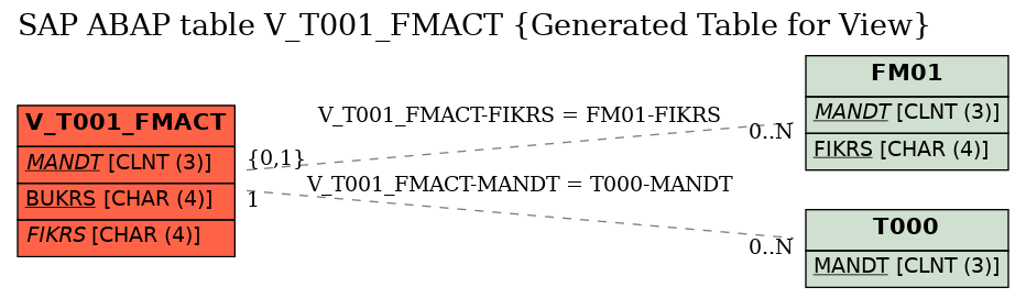 E-R Diagram for table V_T001_FMACT (Generated Table for View)