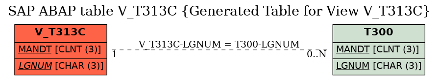 E-R Diagram for table V_T313C (Generated Table for View V_T313C)