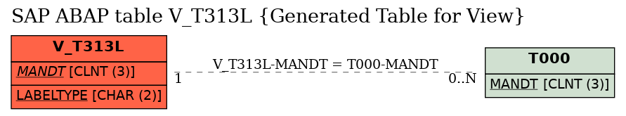 E-R Diagram for table V_T313L (Generated Table for View)