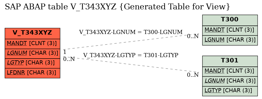 E-R Diagram for table V_T343XYZ (Generated Table for View)