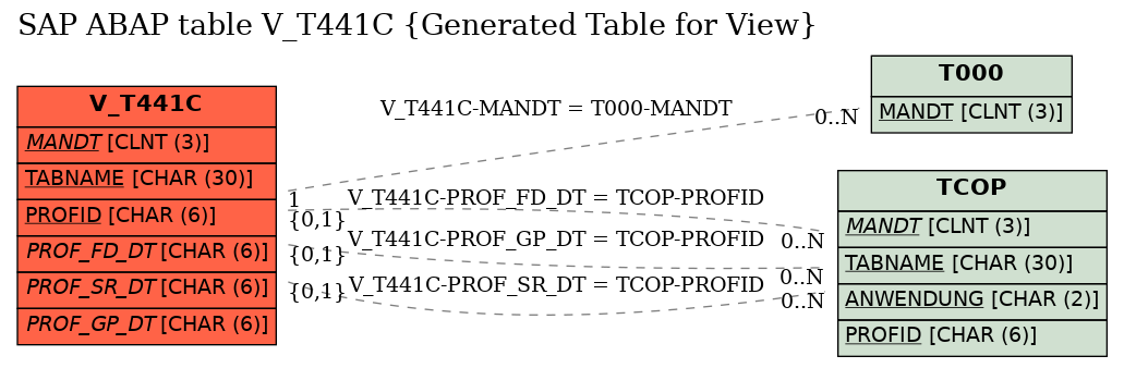 E-R Diagram for table V_T441C (Generated Table for View)