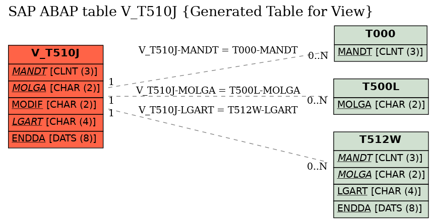 E-R Diagram for table V_T510J (Generated Table for View)