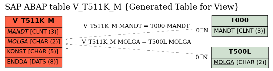 E-R Diagram for table V_T511K_M (Generated Table for View)