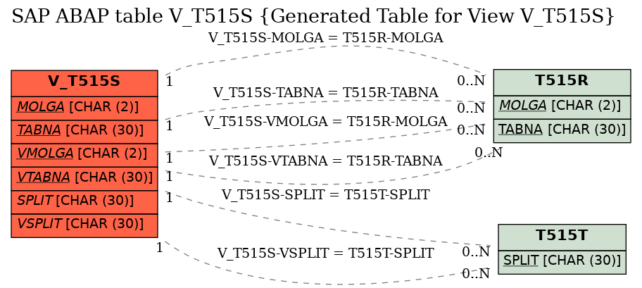 E-R Diagram for table V_T515S (Generated Table for View V_T515S)
