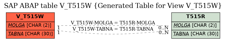 E-R Diagram for table V_T515W (Generated Table for View V_T515W)