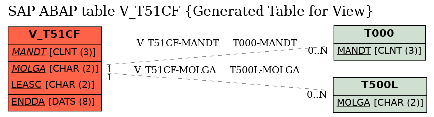 E-R Diagram for table V_T51CF (Generated Table for View)