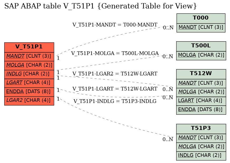 E-R Diagram for table V_T51P1 (Generated Table for View)