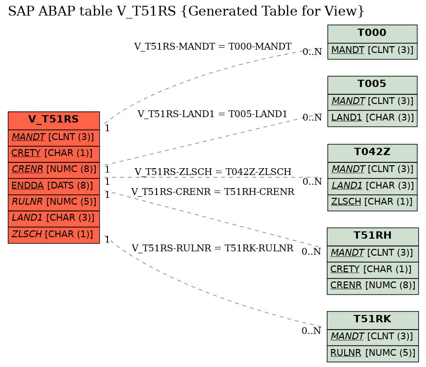 E-R Diagram for table V_T51RS (Generated Table for View)