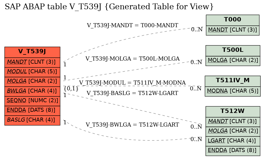 E-R Diagram for table V_T539J (Generated Table for View)