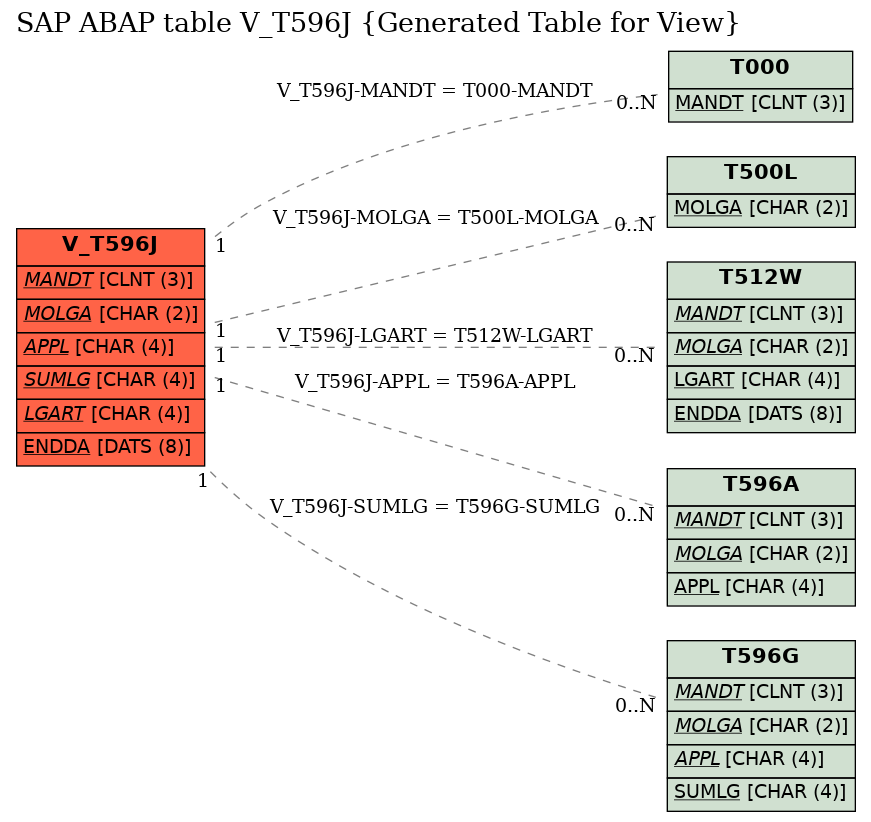 E-R Diagram for table V_T596J (Generated Table for View)