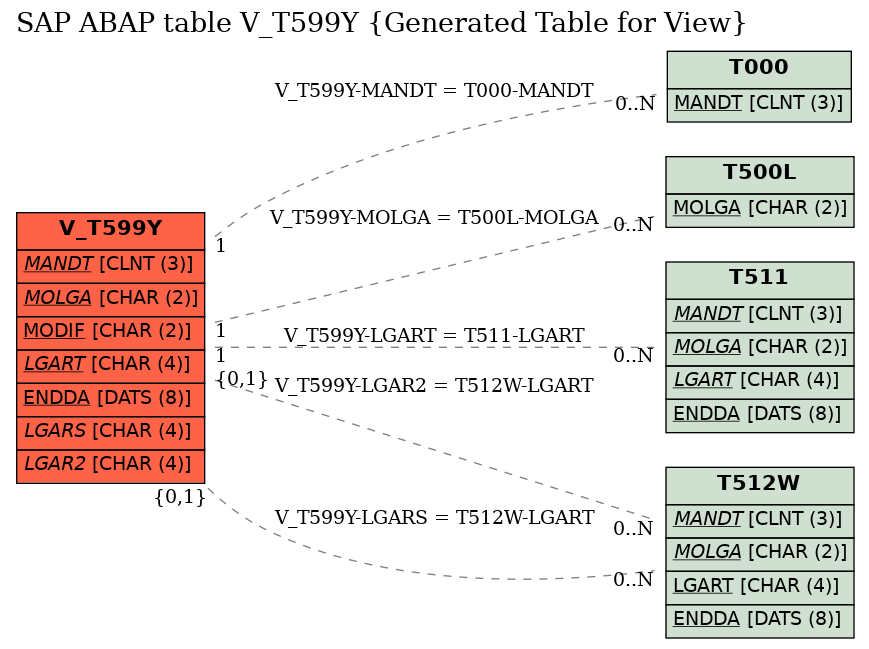 E-R Diagram for table V_T599Y (Generated Table for View)