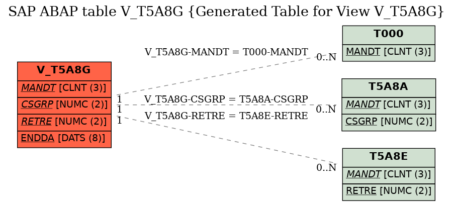 E-R Diagram for table V_T5A8G (Generated Table for View V_T5A8G)