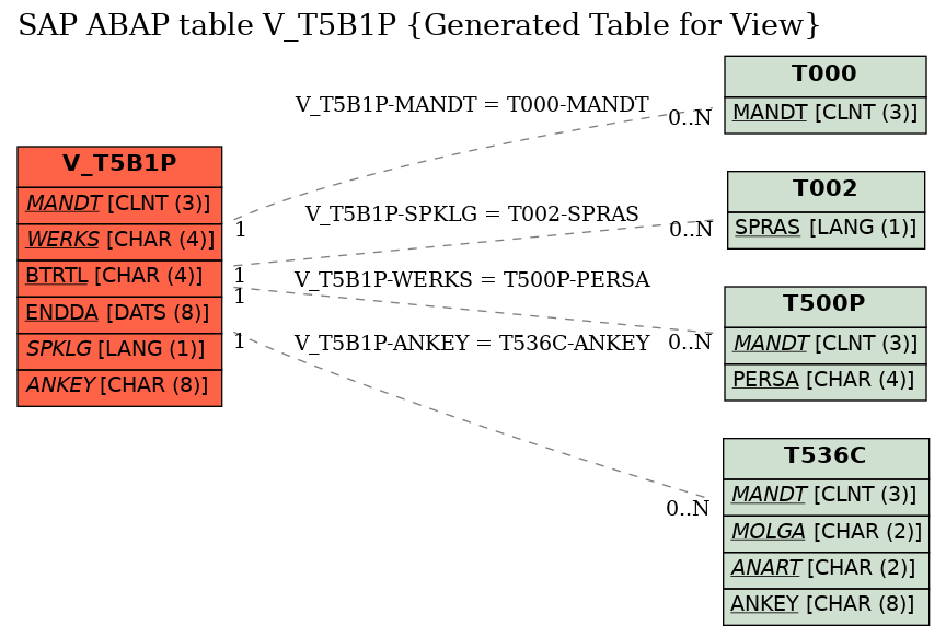 E-R Diagram for table V_T5B1P (Generated Table for View)