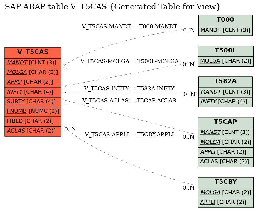 E-R Diagram for table V_T5CAS (Generated Table for View)