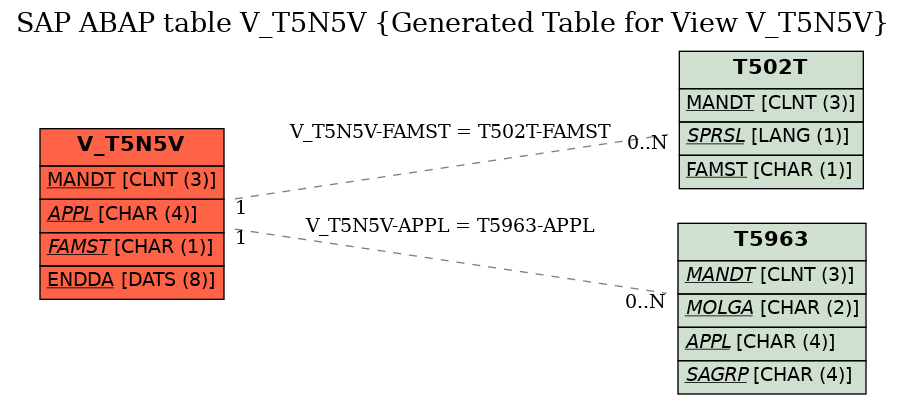 E-R Diagram for table V_T5N5V (Generated Table for View V_T5N5V)