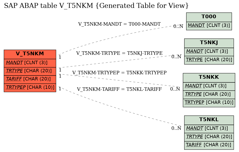 E-R Diagram for table V_T5NKM (Generated Table for View)