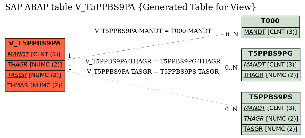 E-R Diagram for table V_T5PPBS9PA (Generated Table for View)